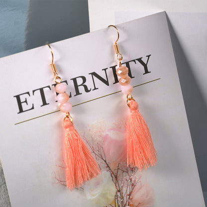 Acrylic beaded fringed earrings