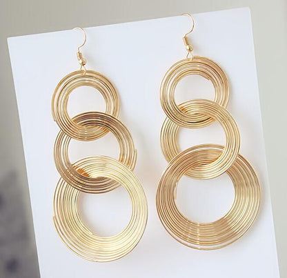 Geometric Multi-layer Metal Circle Earrings