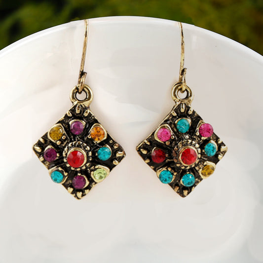 Pendientes de diamantes bohemios para mujer