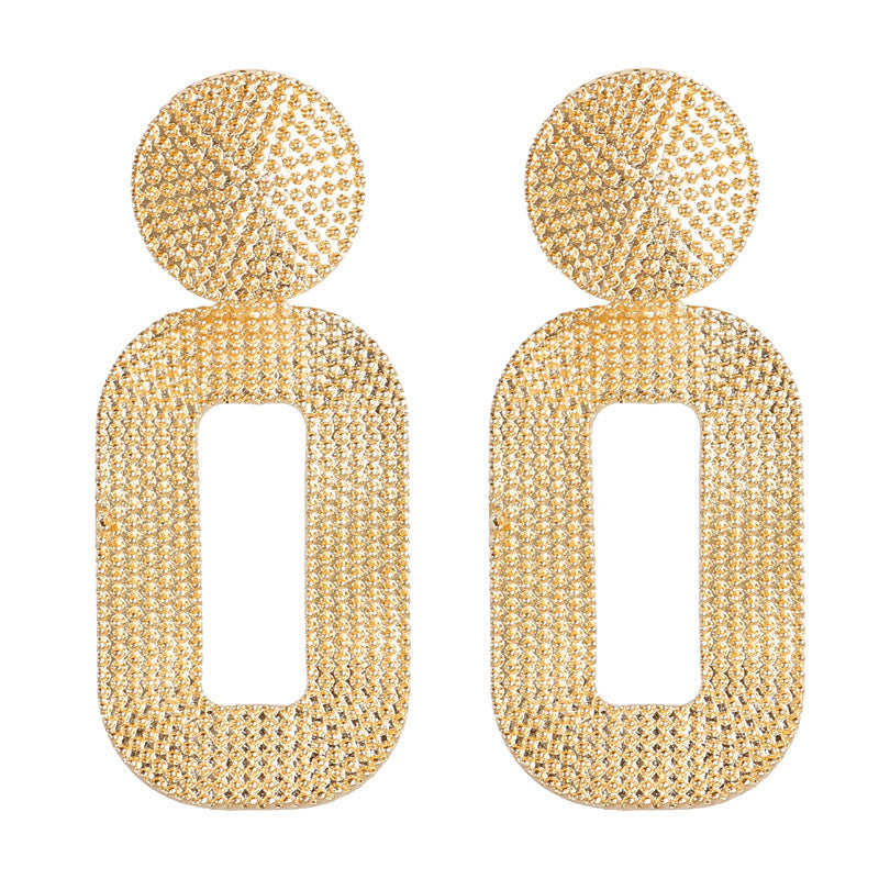 Geometric stud earrings with oval texture