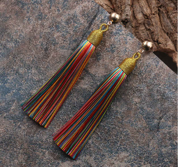 Hand-woven fringed earrings