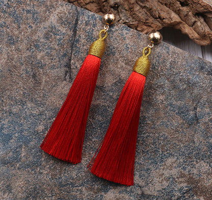 Hand-woven fringed earrings