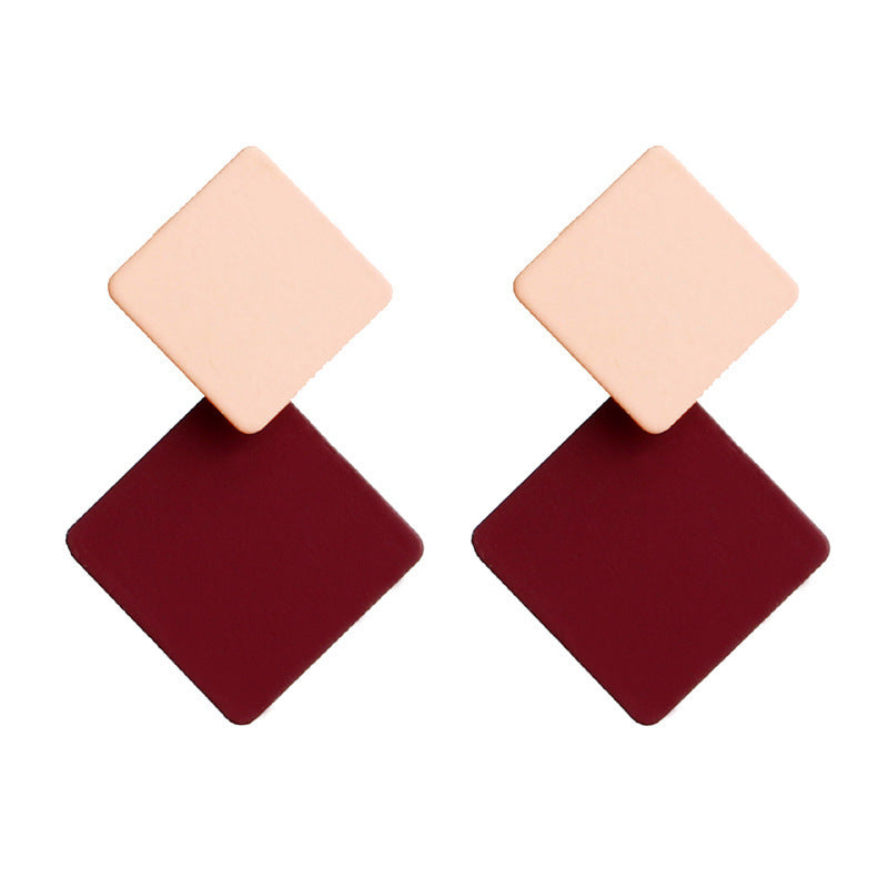 Lacquered geometric square earrings