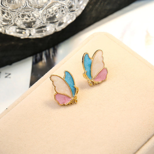 S925 silver needle temperament new butterfly stud earrings