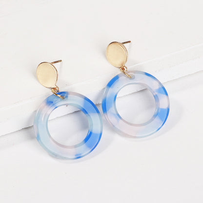 Acetate version stud earrings multi-color pattern resin