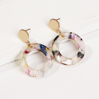 Acetate version stud earrings multi-color pattern resin