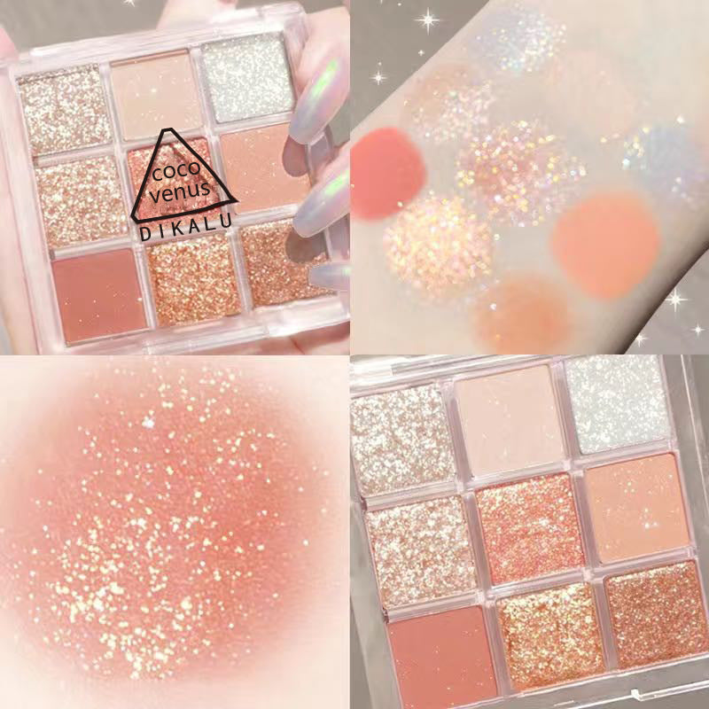 Paleta de sombras de ojos acrílicas transparentes de nueve colores 