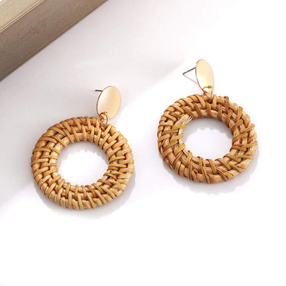 Handmade rattan earrings