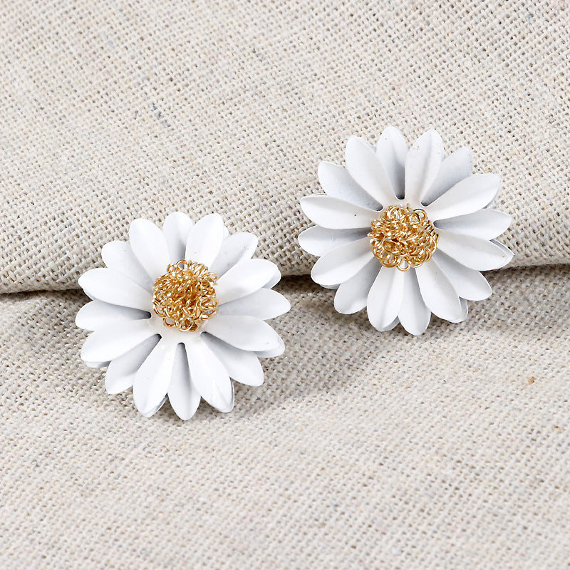 Colored Chrysanthemum Flower Earrings