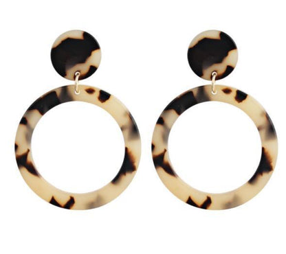 Acrylic acetate sheet leopard print earrings