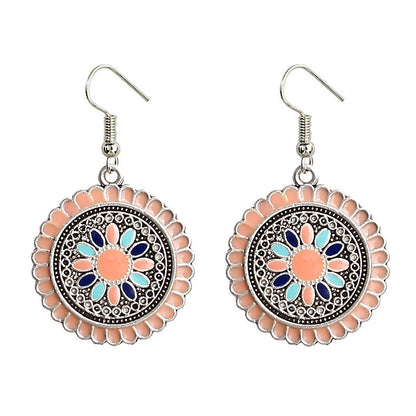 Round alloy drip sunflower earrings