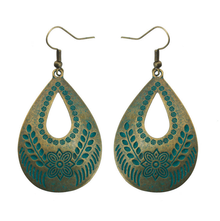 Turquoise engraved earrings wholesale