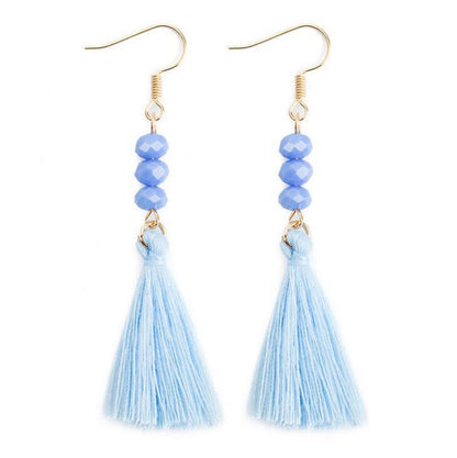 Acrylic beaded fringed earrings