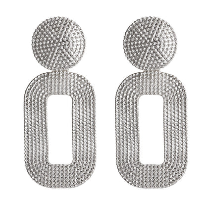 Geometric stud earrings with oval texture