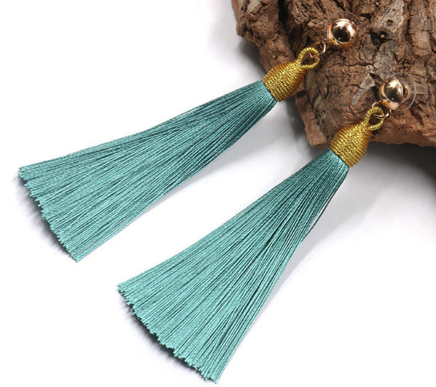 Hand-woven fringed earrings