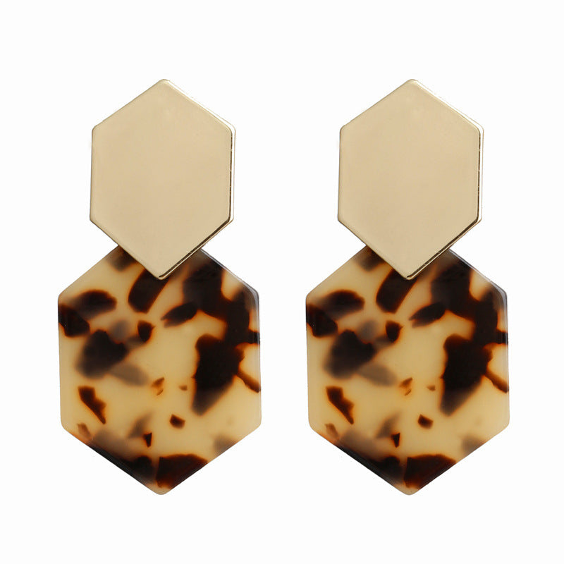 Hexagonal rhombus metal earrings