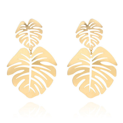 Double leaf large earrings