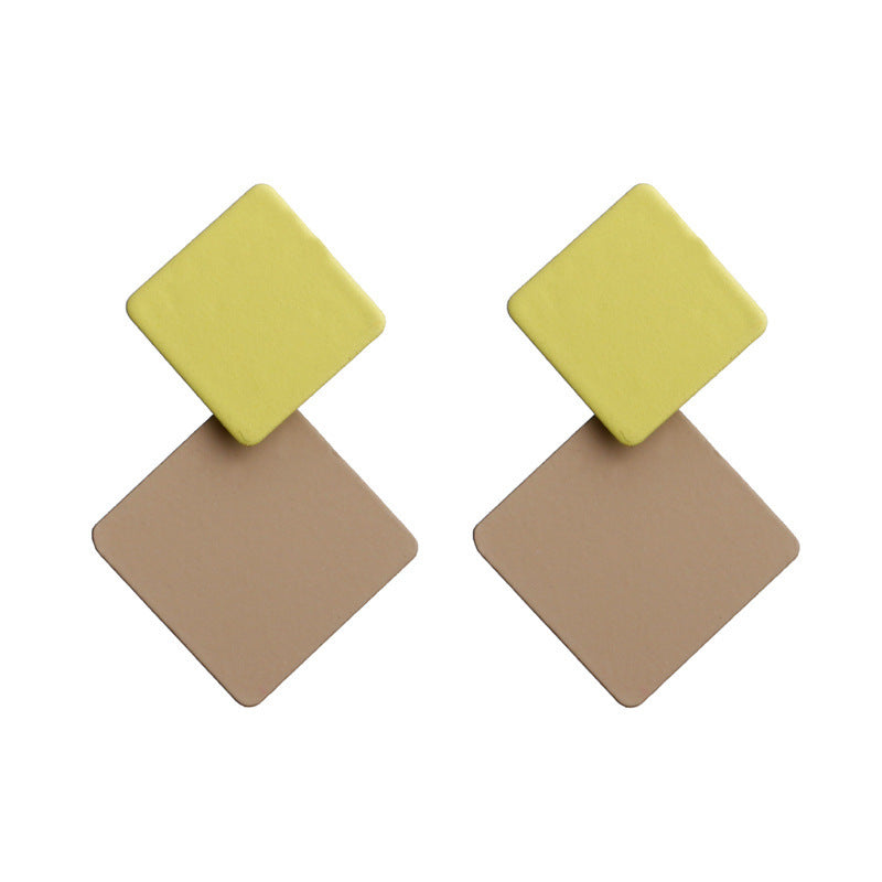 Lacquered geometric square earrings