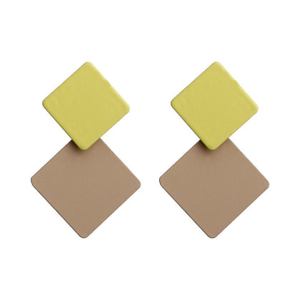 Lacquered geometric square earrings