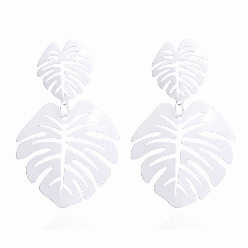 Double leaf large earrings