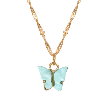 Sweet Acrylic Butterfly Pendant Necklace