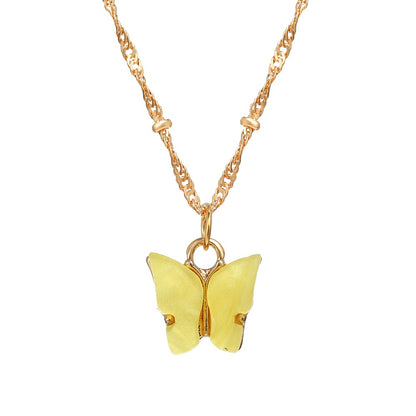 Sweet Acrylic Butterfly Pendant Necklace