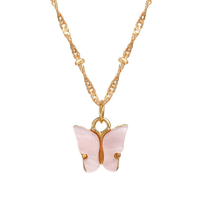 Sweet Acrylic Butterfly Pendant Necklace