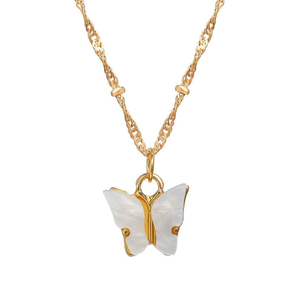 Sweet Acrylic Butterfly Pendant Necklace