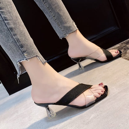 Transparent high-heeled cool slippers