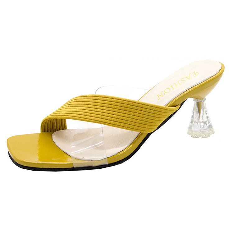 Transparent high-heeled cool slippers