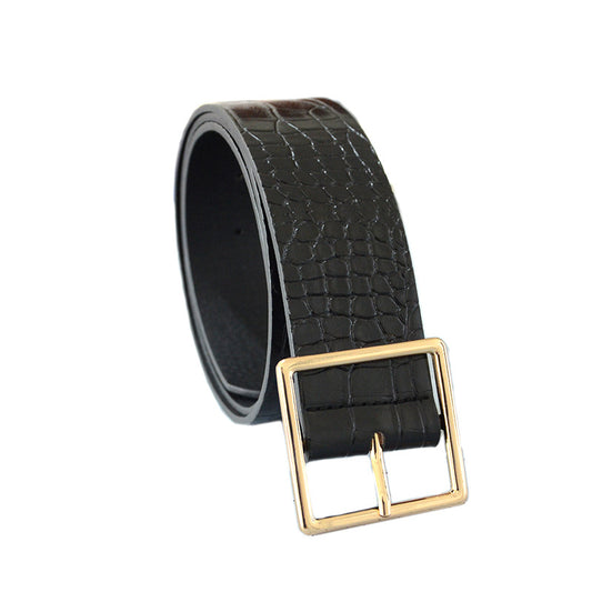 Alligator pattern imitation leather pin buckle belt