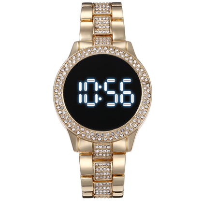 Dual Row Rhinestone Waterproof LED Electronic Watch