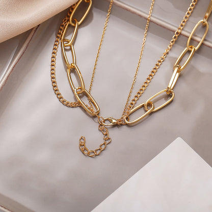 Eight-pointed star lock thick chain necklace