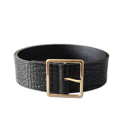 Alligator pattern imitation leather pin buckle belt