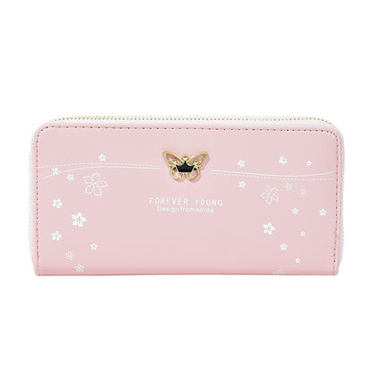 Printed Soft Leather Double Zipper Wallet