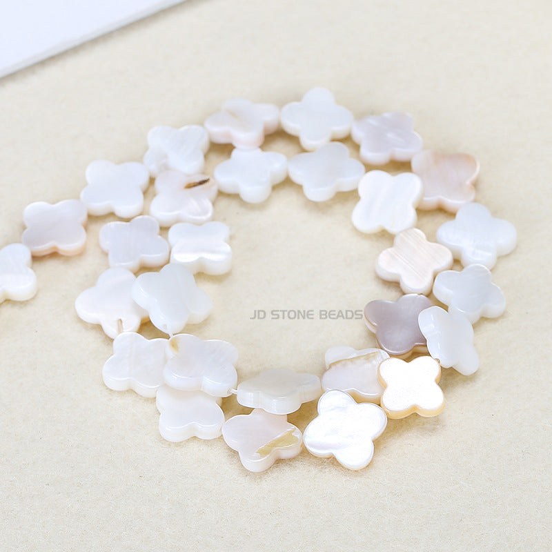 Multi-colored shell four-leaf clover-shaped loose beads