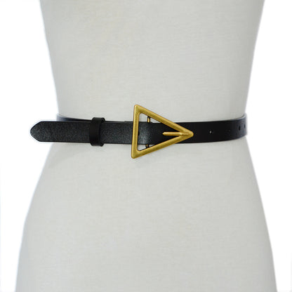 Triangle buckle real cowhide belt