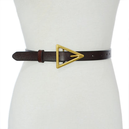 Triangle buckle real cowhide belt