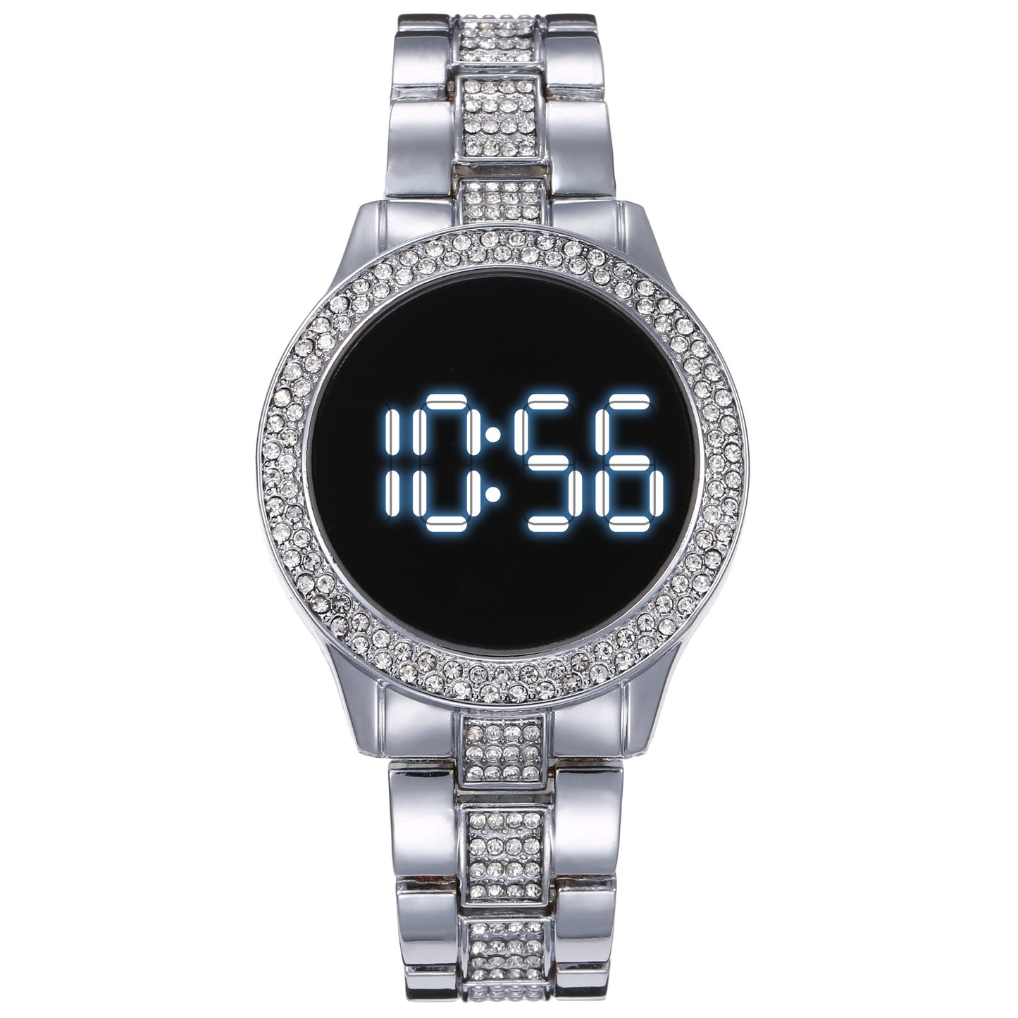 Dual Row Rhinestone Waterproof LED Electronic Watch