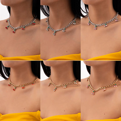 Metal chain cherry neck chain necklace