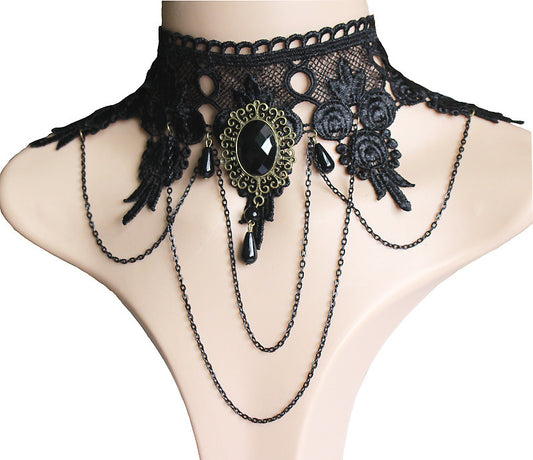 Black lace necklace, punk