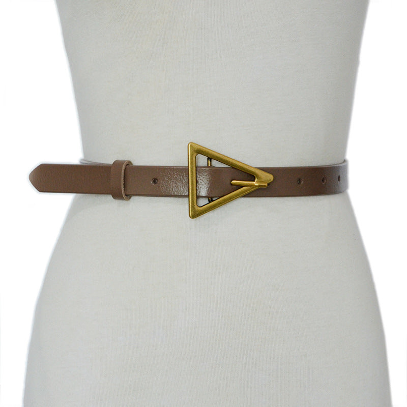 Triangle buckle real cowhide belt