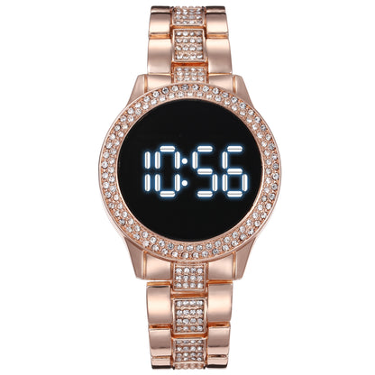 Dual Row Rhinestone Waterproof LED Electronic Watch