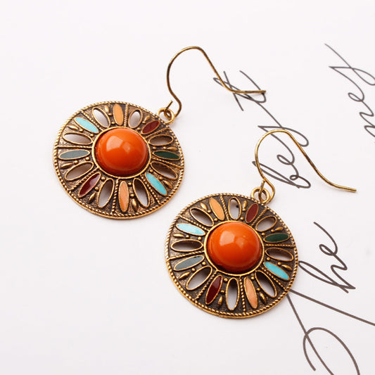 Bohemian Fashion Round Pendant Earrings