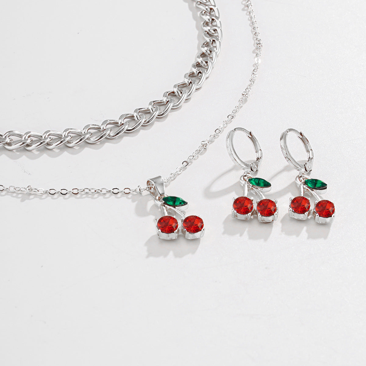 Versatile Cherry Earrings Necklace Set