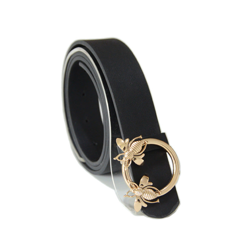 Bee buckle imitation leather belt