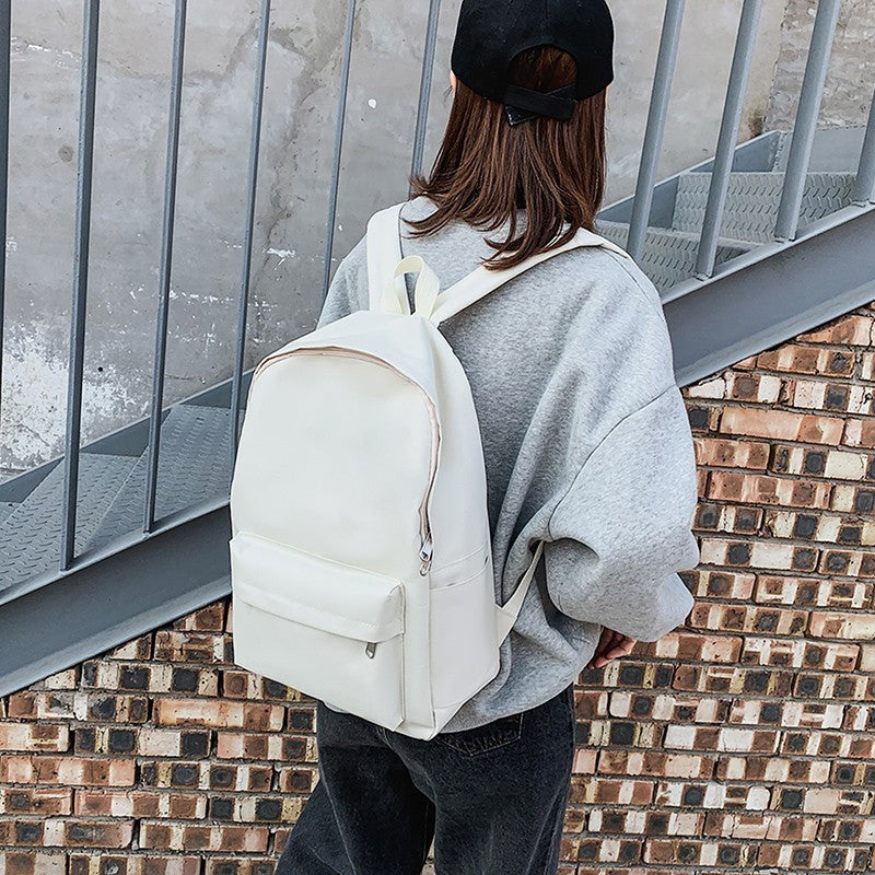 Double shoulder solid color schoolbag backpack