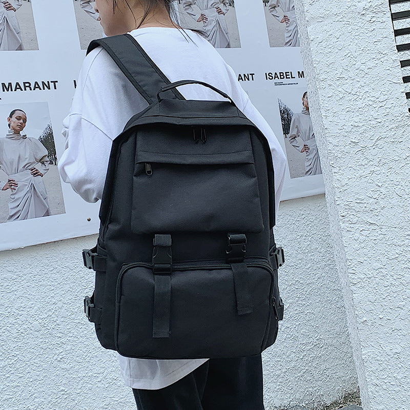 Black and white solid color schoolbag backpack