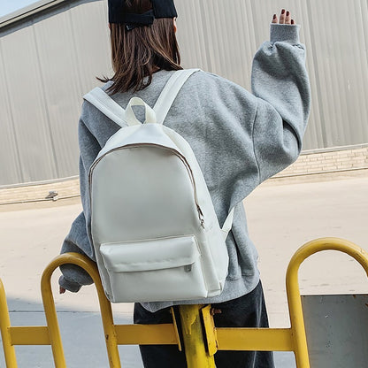 Double shoulder solid color schoolbag backpack