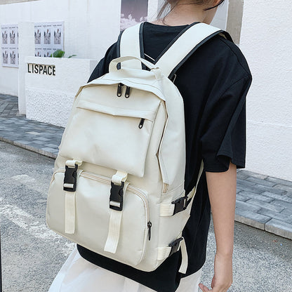 Black and white solid color schoolbag backpack